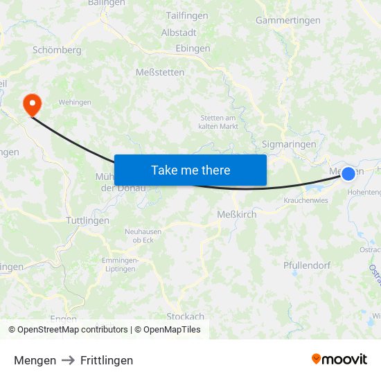 Mengen to Frittlingen map
