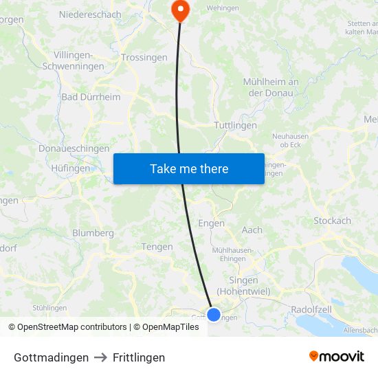 Gottmadingen to Frittlingen map