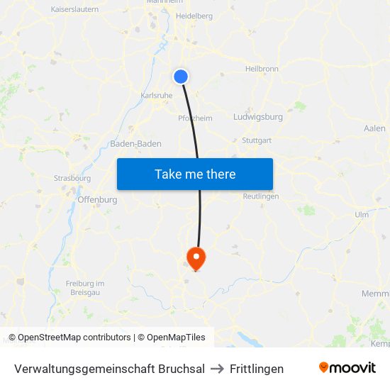 Verwaltungsgemeinschaft Bruchsal to Frittlingen map