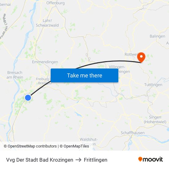 Vvg Der Stadt Bad Krozingen to Frittlingen map