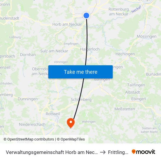 Verwaltungsgemeinschaft Horb am Neckar to Frittlingen map