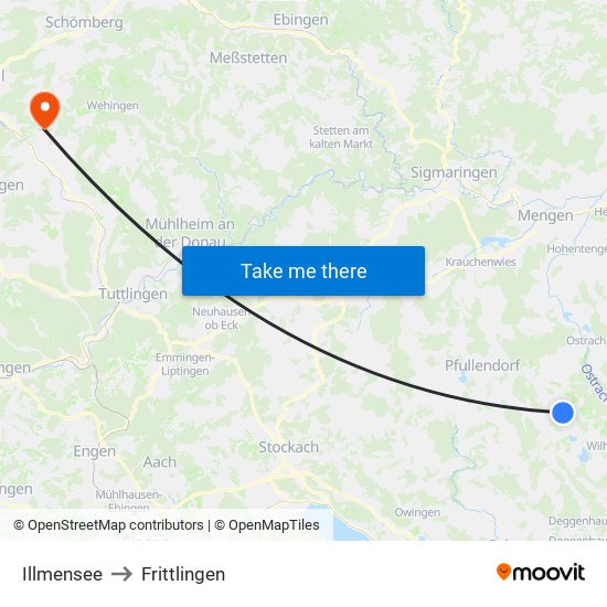 Illmensee to Frittlingen map