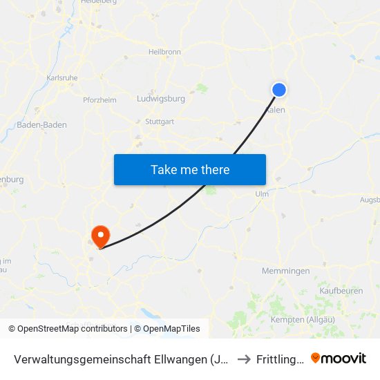 Verwaltungsgemeinschaft Ellwangen (Jagst) to Frittlingen map