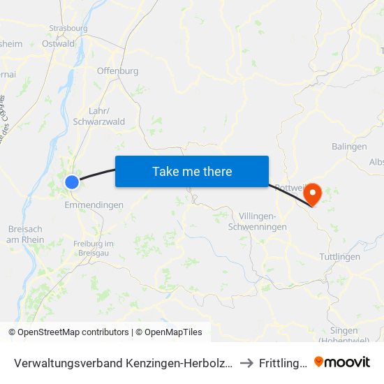 Verwaltungsverband Kenzingen-Herbolzheim to Frittlingen map