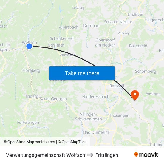 Verwaltungsgemeinschaft Wolfach to Frittlingen map