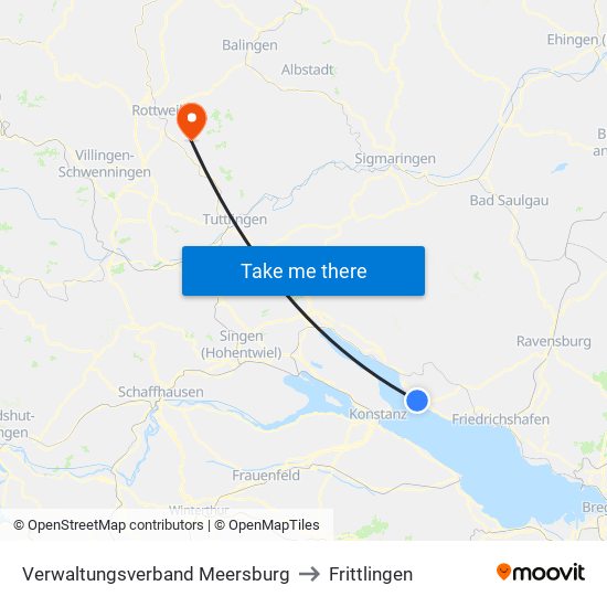 Verwaltungsverband Meersburg to Frittlingen map
