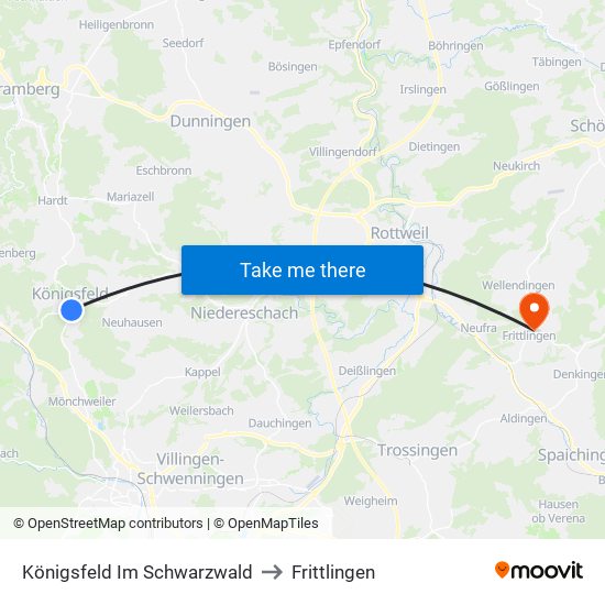 Königsfeld Im Schwarzwald to Frittlingen map