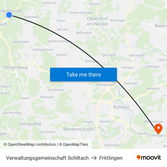 Verwaltungsgemeinschaft Schiltach to Frittlingen map