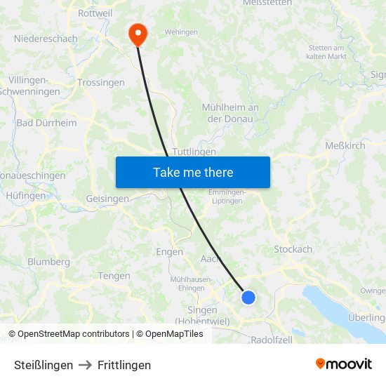 Steißlingen to Frittlingen map