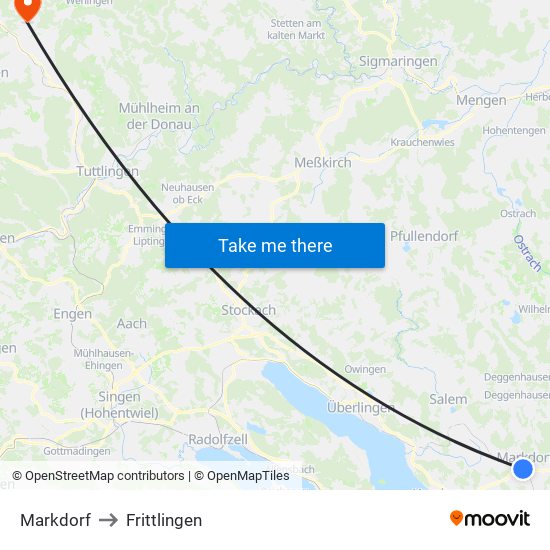 Markdorf to Frittlingen map