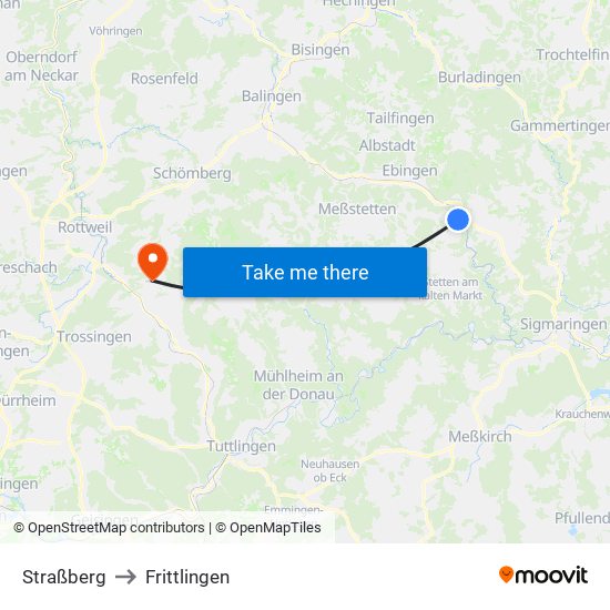 Straßberg to Frittlingen map