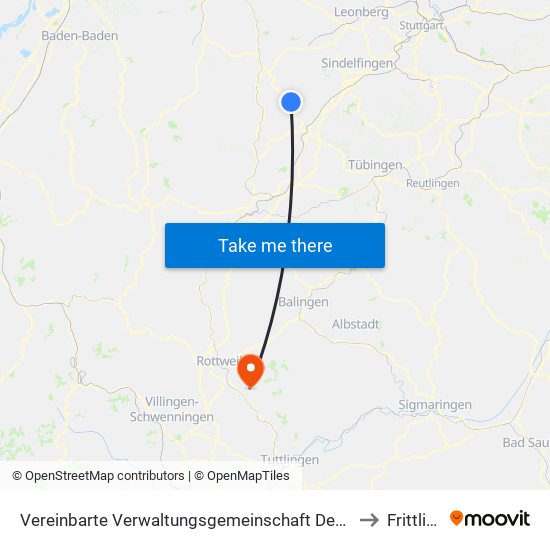 Vereinbarte Verwaltungsgemeinschaft Der Stadt Herrenberg to Frittlingen map