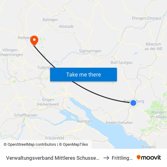 Verwaltungsverband Mittleres Schussental to Frittlingen map