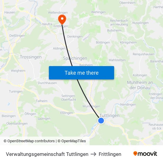 Verwaltungsgemeinschaft Tuttlingen to Frittlingen map