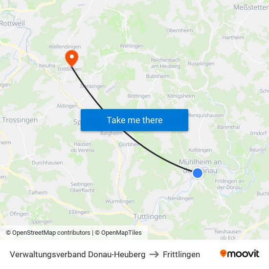 Verwaltungsverband Donau-Heuberg to Frittlingen map
