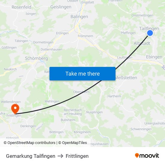 Gemarkung Tailfingen to Frittlingen map