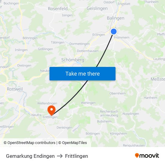 Gemarkung Endingen to Frittlingen map