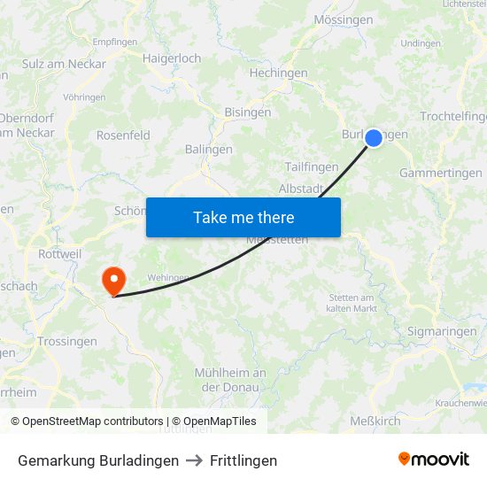 Gemarkung Burladingen to Frittlingen map