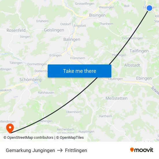 Gemarkung Jungingen to Frittlingen map