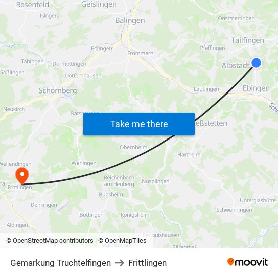 Gemarkung Truchtelfingen to Frittlingen map