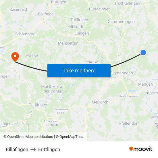 Billafingen to Frittlingen map