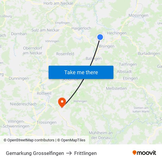 Gemarkung Grosselfingen to Frittlingen map