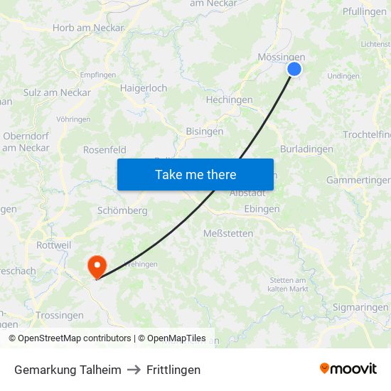 Gemarkung Talheim to Frittlingen map