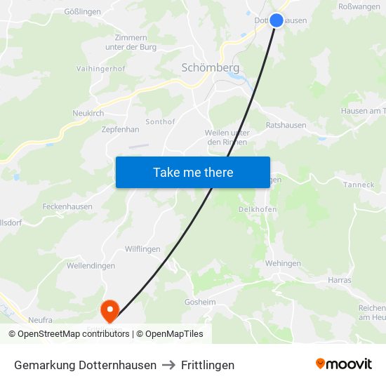 Gemarkung Dotternhausen to Frittlingen map