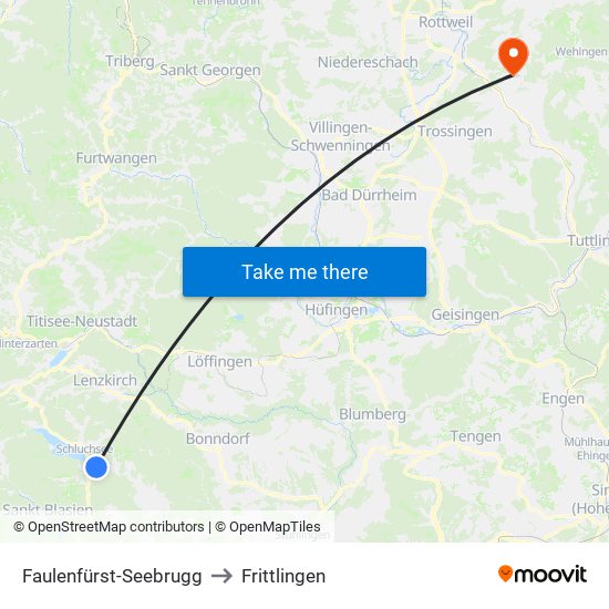 Faulenfürst-Seebrugg to Frittlingen map