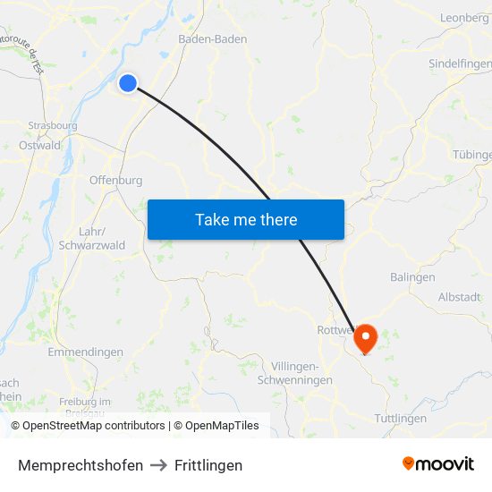 Memprechtshofen to Frittlingen map