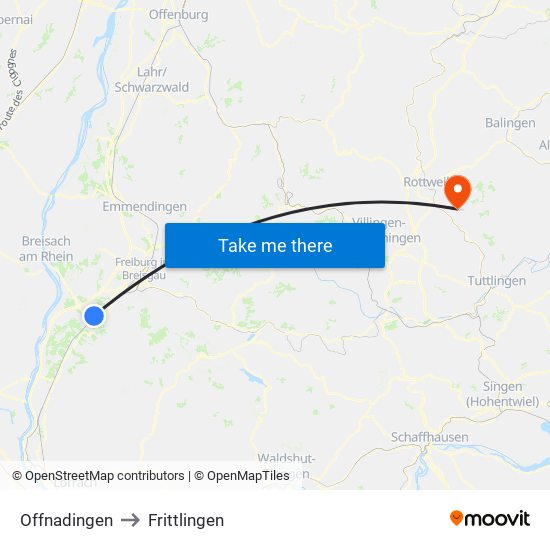 Offnadingen to Frittlingen map