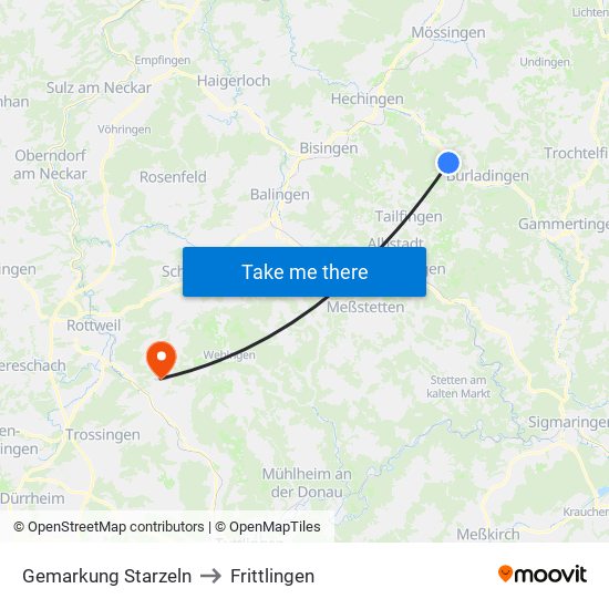 Gemarkung Starzeln to Frittlingen map