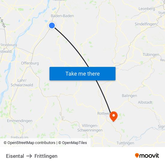 Eisental to Frittlingen map