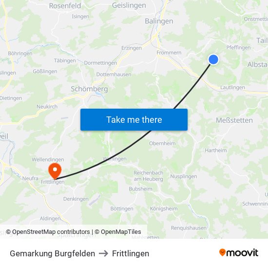 Gemarkung Burgfelden to Frittlingen map