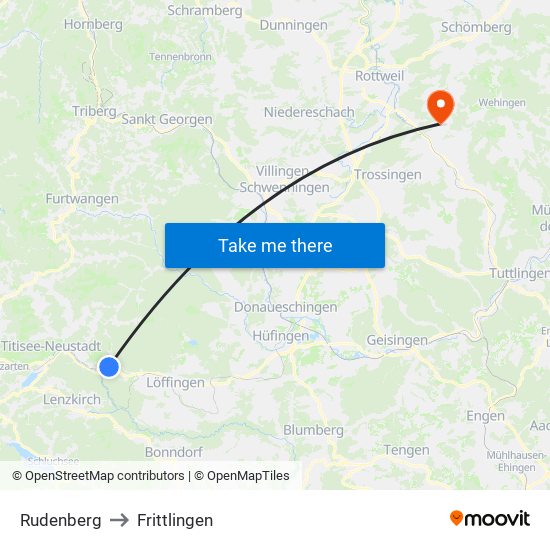 Rudenberg to Frittlingen map