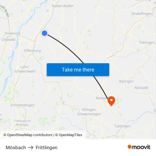 Mösbach to Frittlingen map