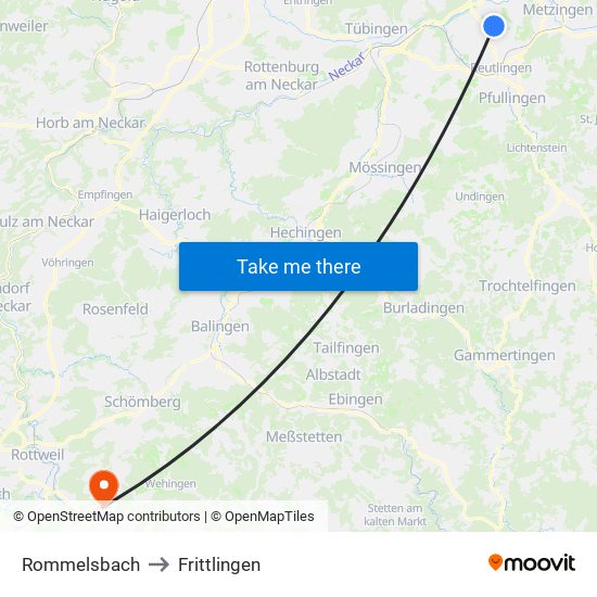 Rommelsbach to Frittlingen map