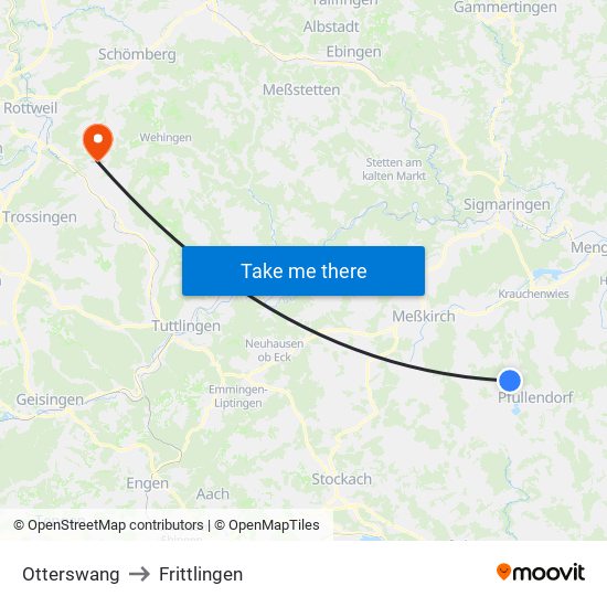 Otterswang to Frittlingen map