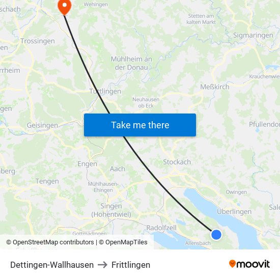 Dettingen-Wallhausen to Frittlingen map