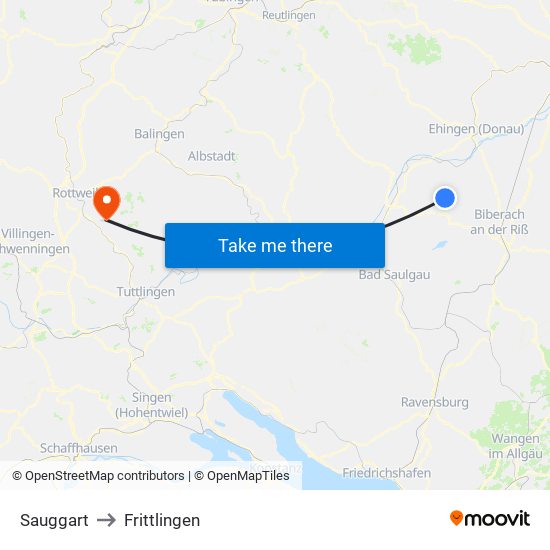 Sauggart to Frittlingen map