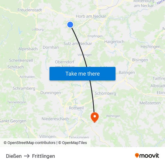 Dießen to Frittlingen map