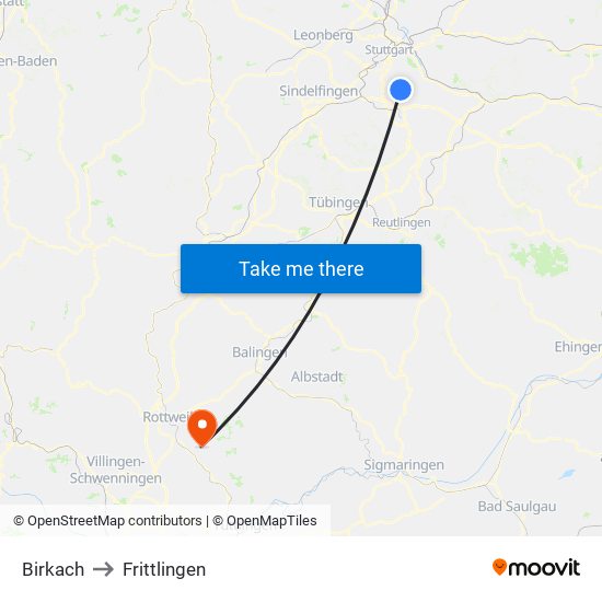 Birkach to Frittlingen map