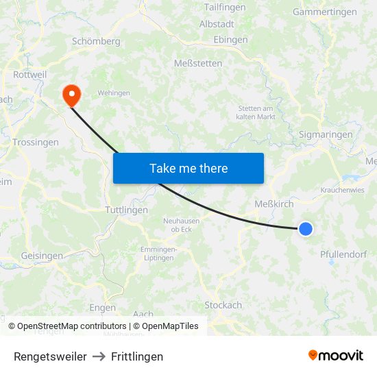Rengetsweiler to Frittlingen map