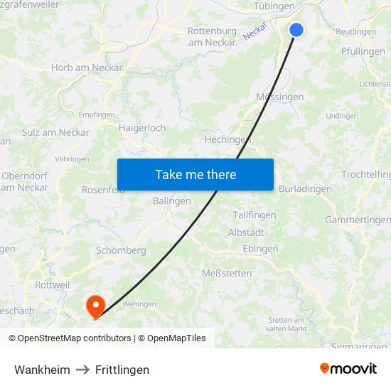 Wankheim to Frittlingen map