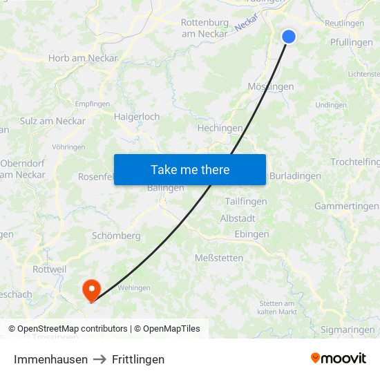 Immenhausen to Frittlingen map