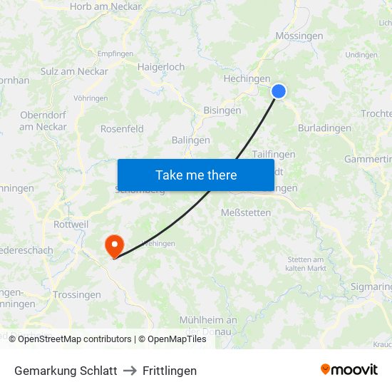 Gemarkung Schlatt to Frittlingen map