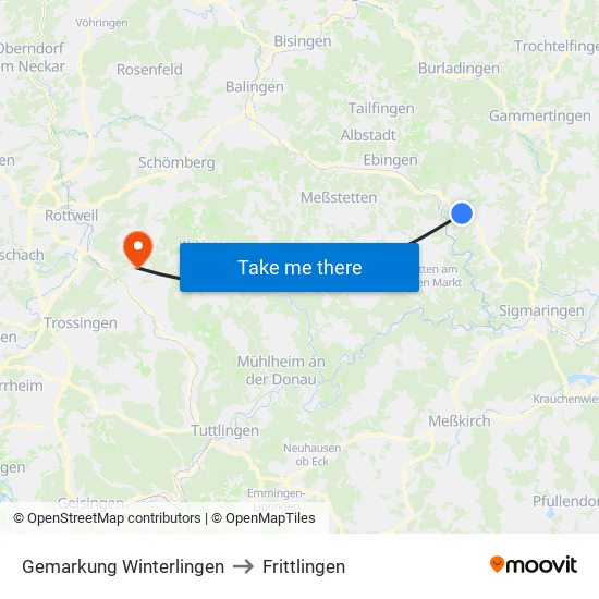 Gemarkung Winterlingen to Frittlingen map