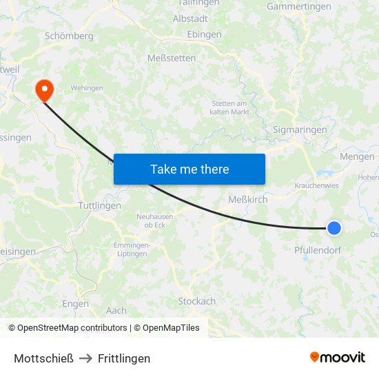 Mottschieß to Frittlingen map