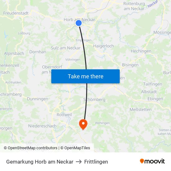 Gemarkung Horb am Neckar to Frittlingen map