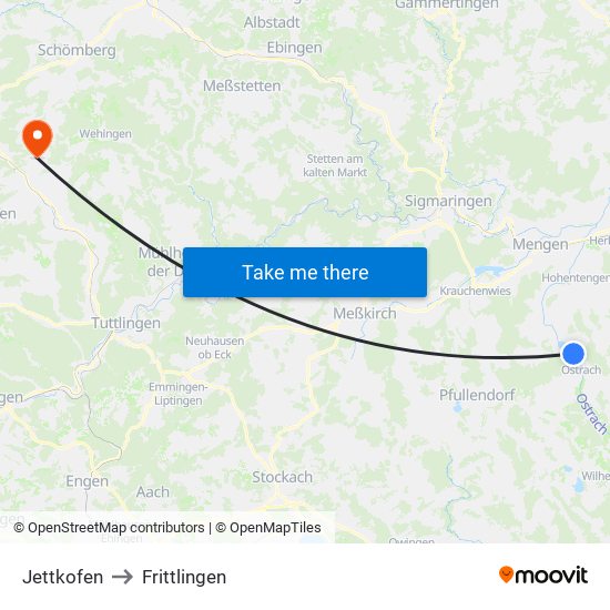Jettkofen to Frittlingen map